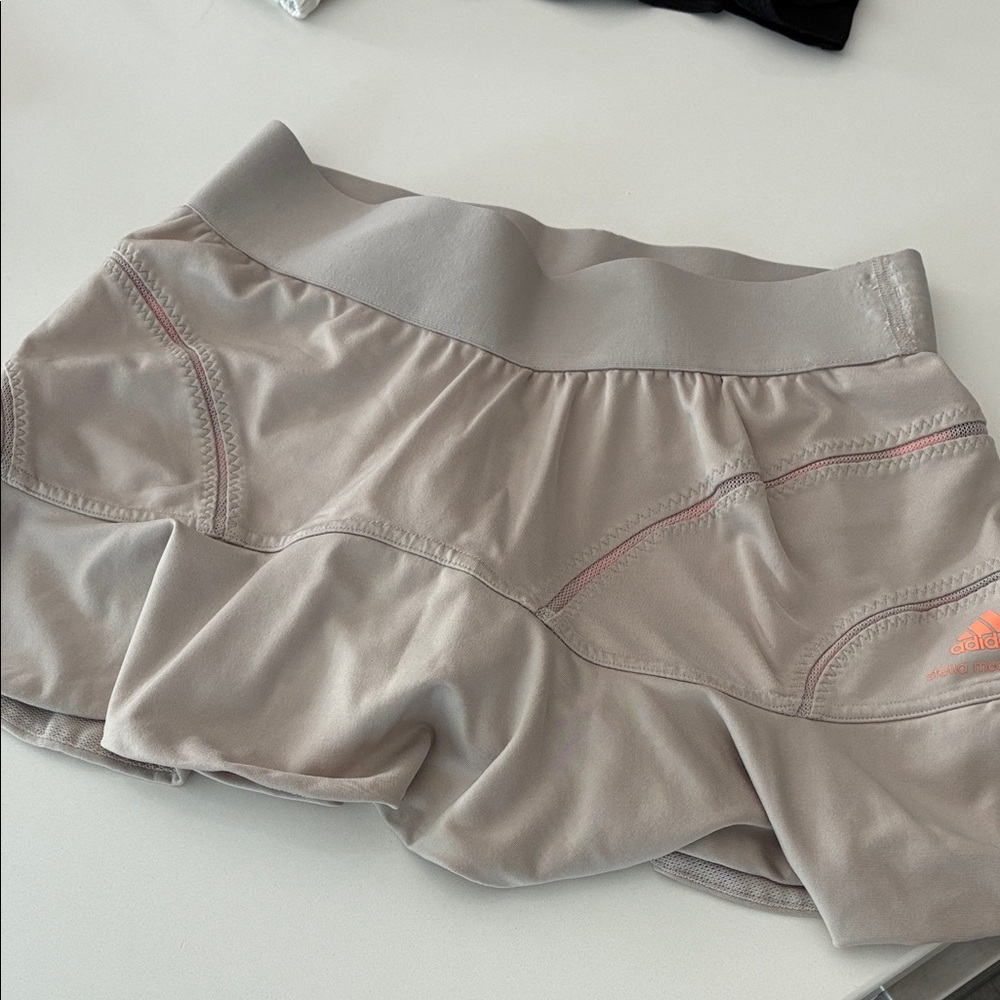 Adidas by Stella McCartney Taupe Athletic Shorts with Pink Trim